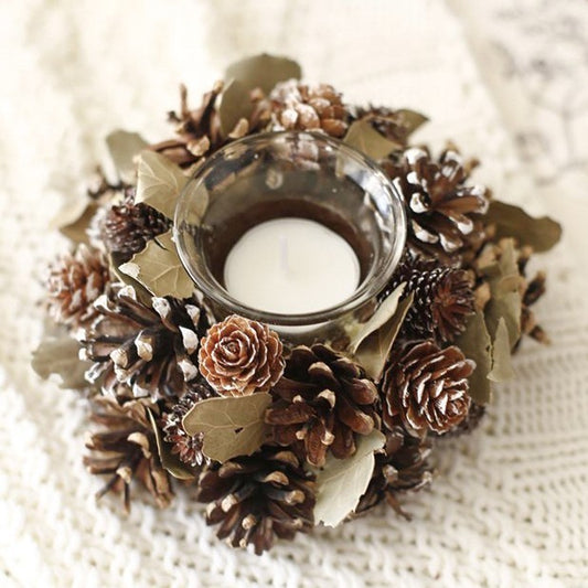 Pine Cone Wreath Candle Holder