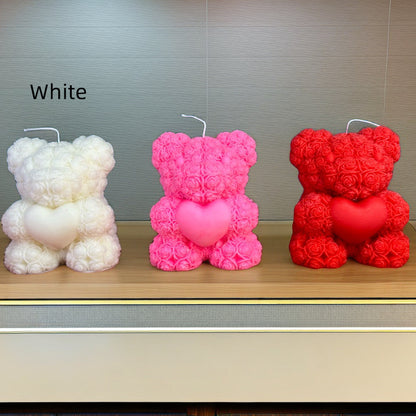 Valentine's Day Love Rose Bear Candle