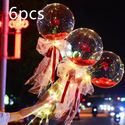 LED Luminous Balloon Rose Bouquet Transparent Ball Rose