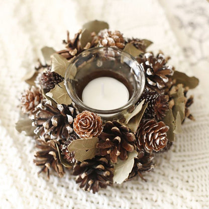 Pine Cone Wreath Candle Holder
