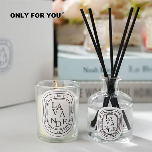 Reed Diffuser Bottle Paired with Essential Oil Candle Set