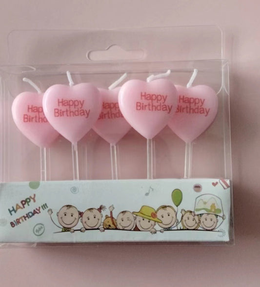 Happy Birthday Heart Shaped Candles