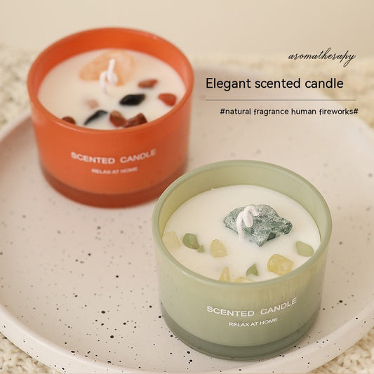 Handmade Crystal Aromatherapy Candle - Various Scents