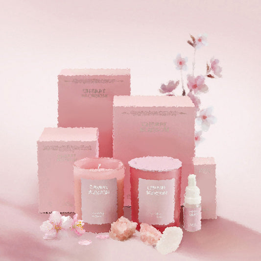 Cherry Blossom Scented Aromatherapy Crystal Candle in Gift Box