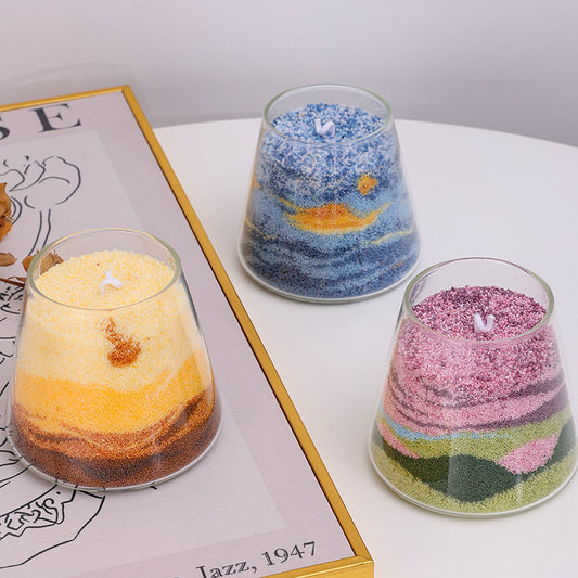 Sand-Painted Romantic Healing Aromatherapy Soybean Candles - Various Scents